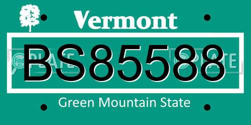 BS85588 Vermont License Plate