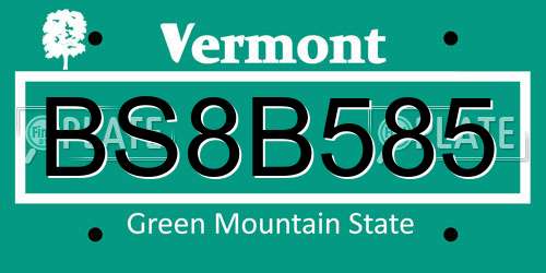 BS8B585 Vermont License Plate