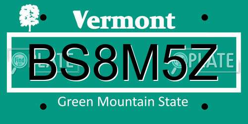 BS8M5Z Vermont License Plate