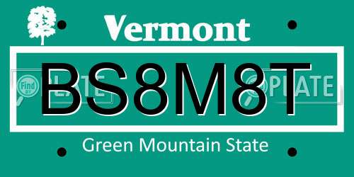 BS8M8T Vermont License Plate