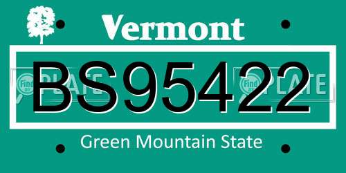 BS95422 Vermont License Plate