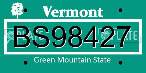 BS98427 Vermont License Plate