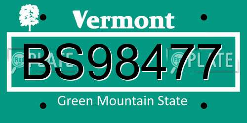 BS98477 Vermont License Plate