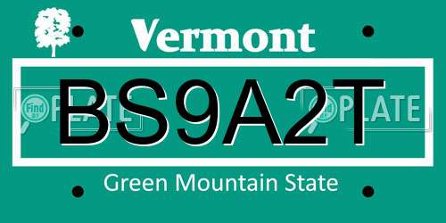 BS9A2T Vermont License Plate