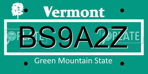 BS9A2Z Vermont License Plate