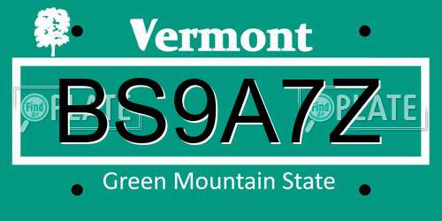 BS9A7Z Vermont License Plate