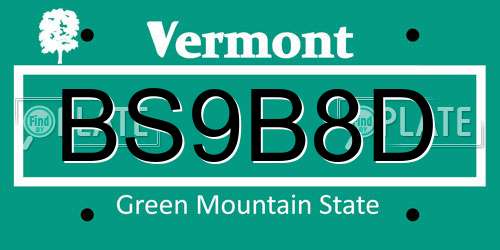BS9B8D Vermont License Plate