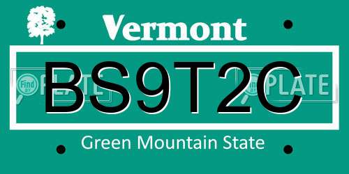 BS9T2C Vermont License Plate