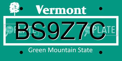 BS9Z7C Vermont License Plate
