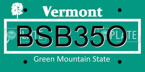 BSB35O Vermont License Plate