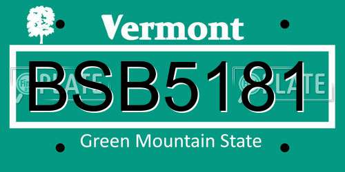 BSB5181 Vermont License Plate
