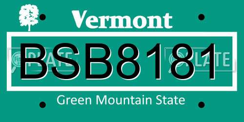 BSB8181 Vermont License Plate