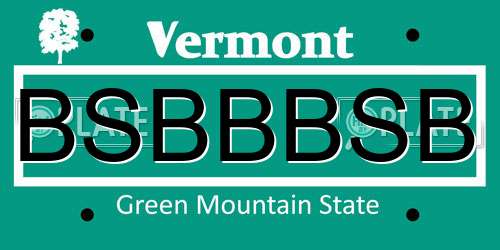 BSBBBSB Vermont License Plate