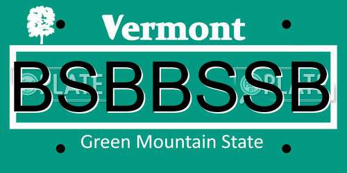 BSBBSSB Vermont License Plate