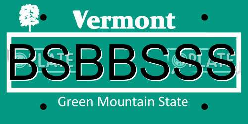 BSBBSSS Vermont License Plate