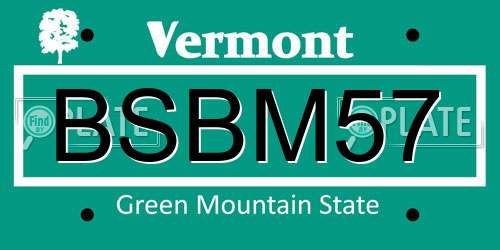 BSBM57 Vermont License Plate