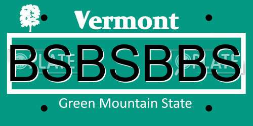 BSBSBBS Vermont License Plate