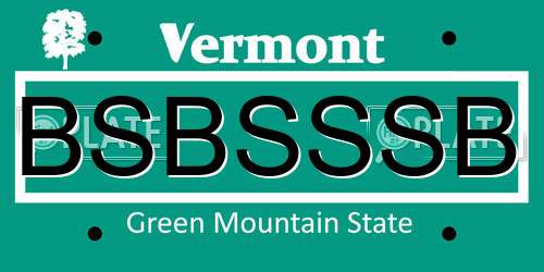 BSBSSSB Vermont License Plate