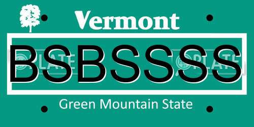 BSBSSSS Vermont License Plate