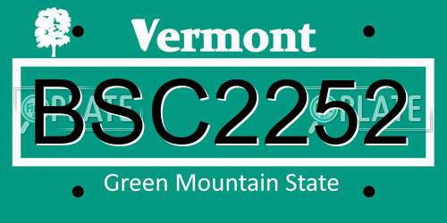 BSC2252 Vermont License Plate