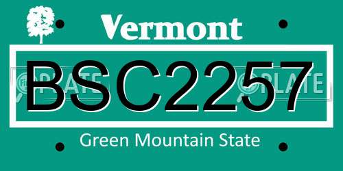 BSC2257 Vermont License Plate