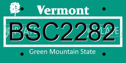 BSC2282 Vermont License Plate