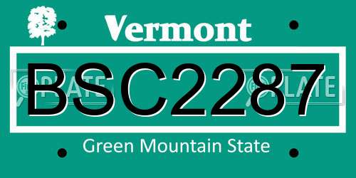 BSC2287 Vermont License Plate