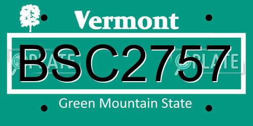 BSC2757 Vermont License Plate