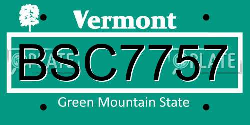 BSC7757 Vermont License Plate
