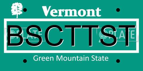 BSCTTST Vermont License Plate