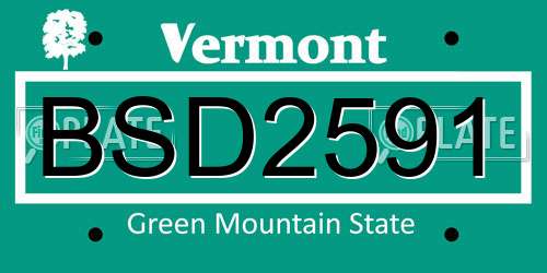 BSD2591 Vermont License Plate