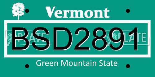 BSD2891 Vermont License Plate