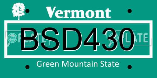 BSD430 Vermont License Plate