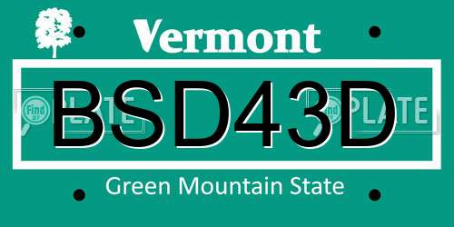 BSD43D Vermont License Plate