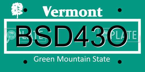 BSD43O Vermont License Plate