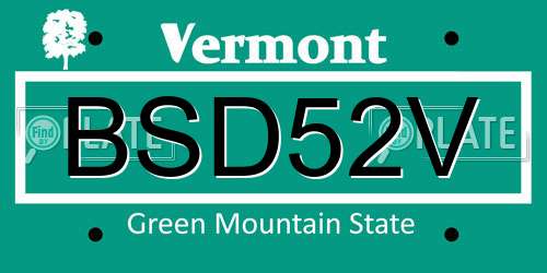 BSD52V Vermont License Plate