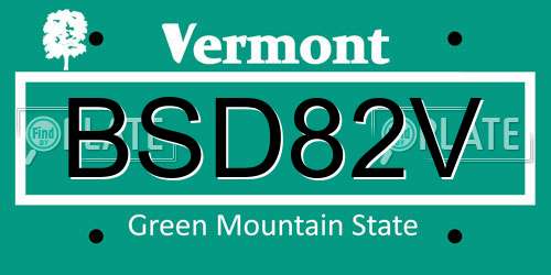 BSD82V Vermont License Plate
