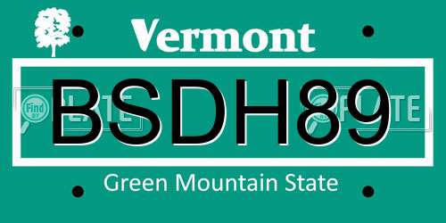 BSDH89 Vermont License Plate