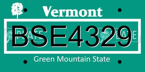 BSE4329 Vermont License Plate