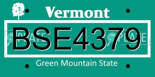 BSE4379 Vermont License Plate