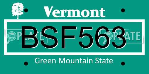 BSF563 Vermont License Plate