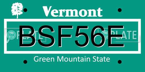 BSF56E Vermont License Plate