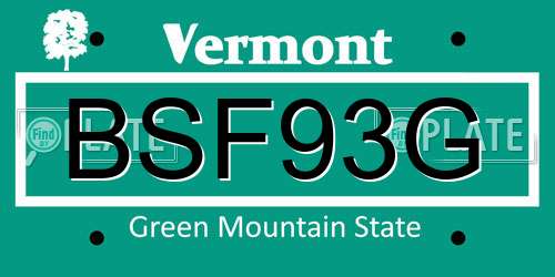 BSF93G Vermont License Plate