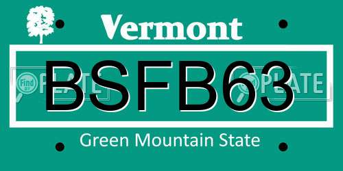 BSFB63 Vermont License Plate