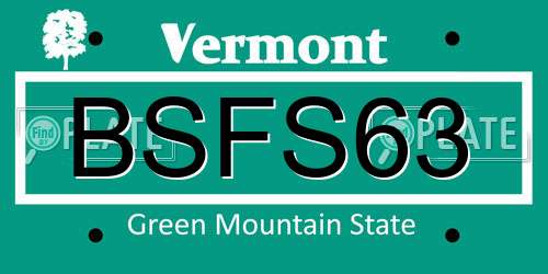 BSFS63 Vermont License Plate