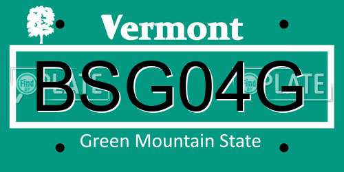 BSG04G Vermont License Plate