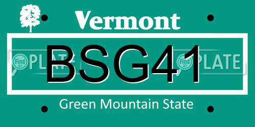 BSG41 Vermont License Plate