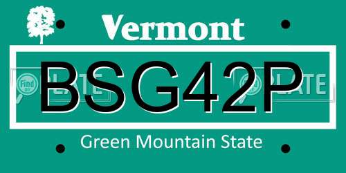 BSG42P Vermont License Plate