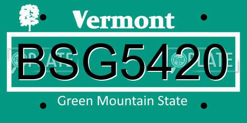 BSG5420 Vermont License Plate