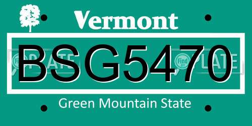 BSG5470 Vermont License Plate
